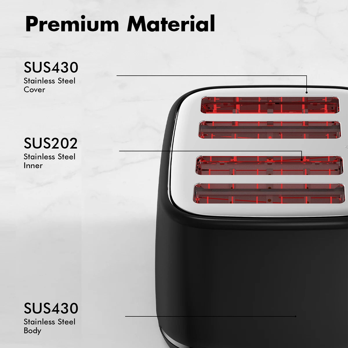 SIFEN Toaster With Extra Wide Slots And 6 Shade Settings