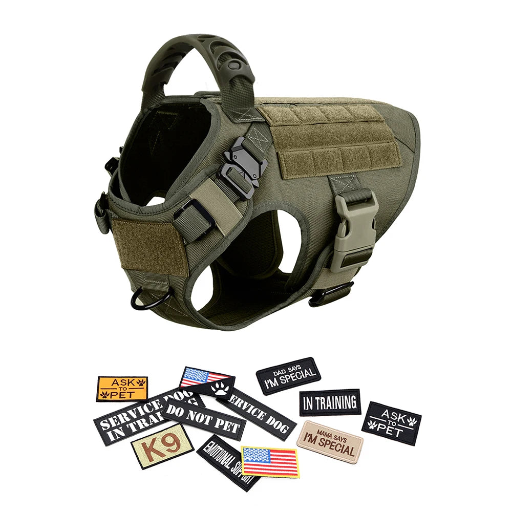 PETRAVELCN Military Dog Harness Vest Set For Malinois Training