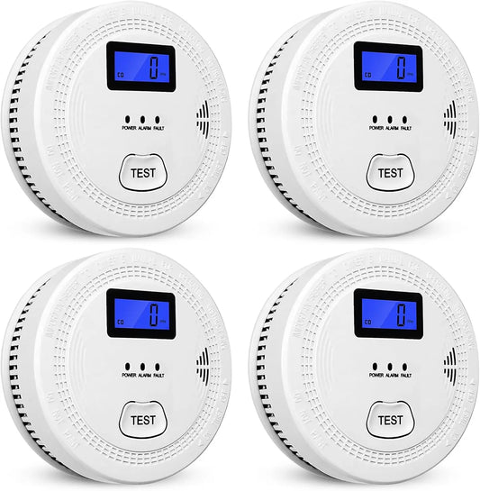 Four Pack 2-in-1 CO and Smoke Alarm With LCD Screen
