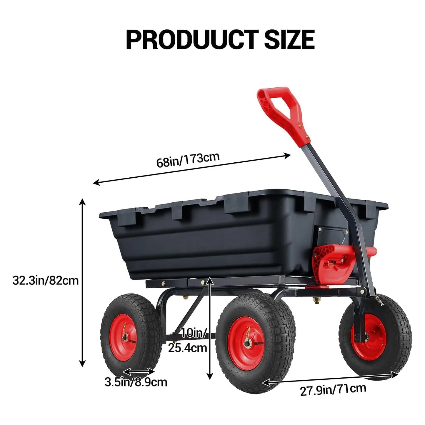 Garden Dump Cart Wheelbarrow Utility Wagon With Quick Release