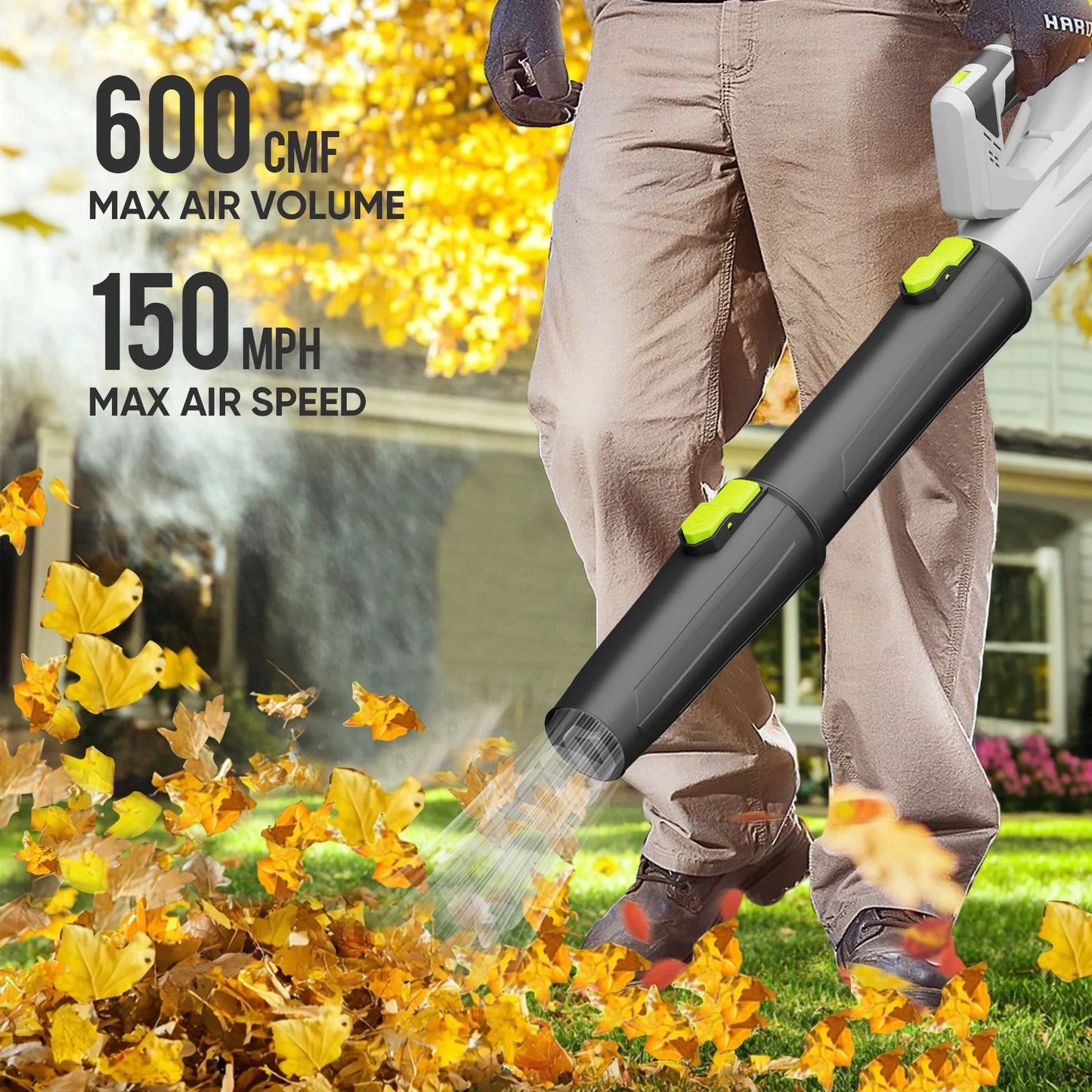 Deli 21V Cordless Leaf Blower With 2x2.0Ah Batteries