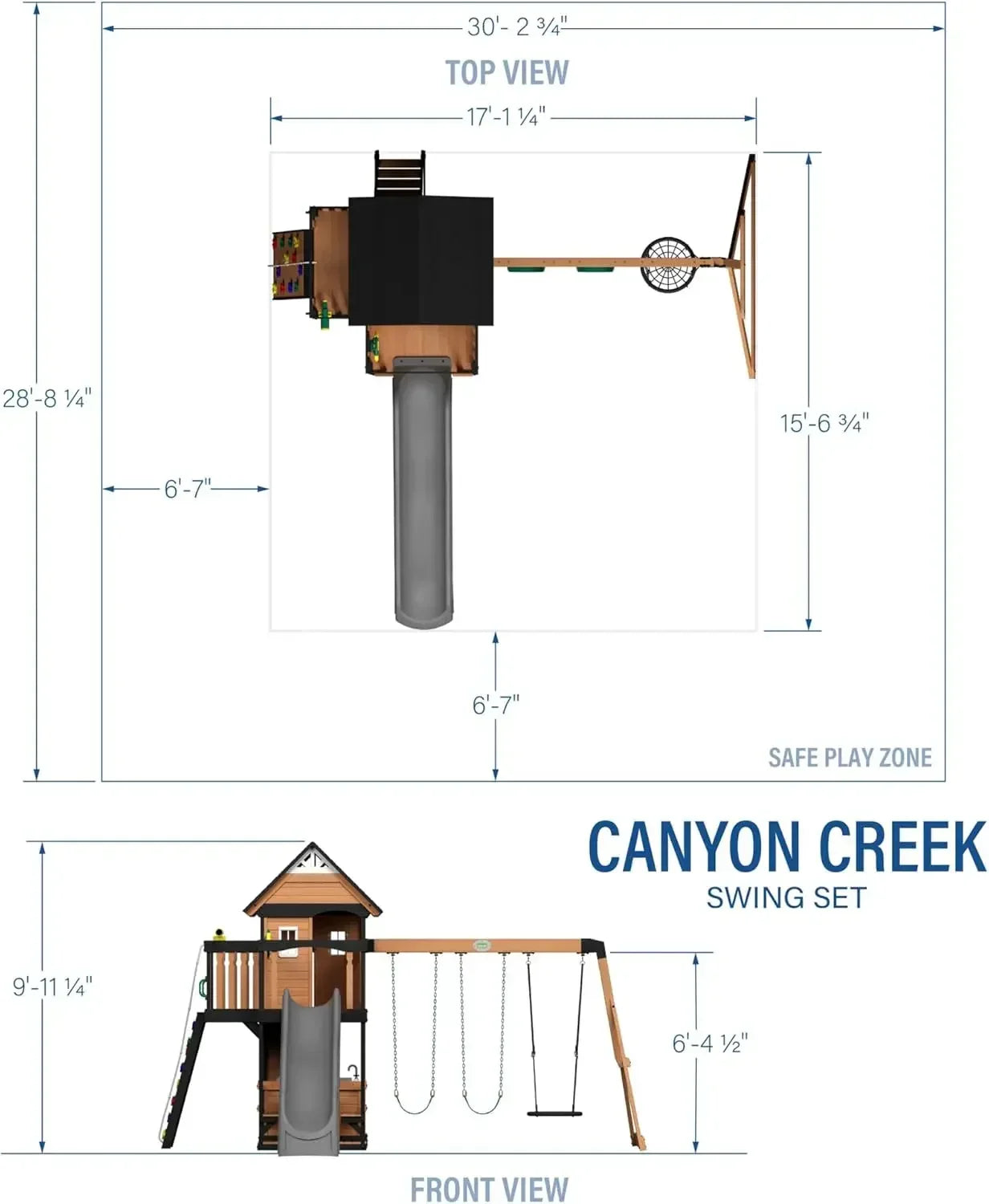 Cedar Wood Swing Set With Wave Slide And Clubhouse
