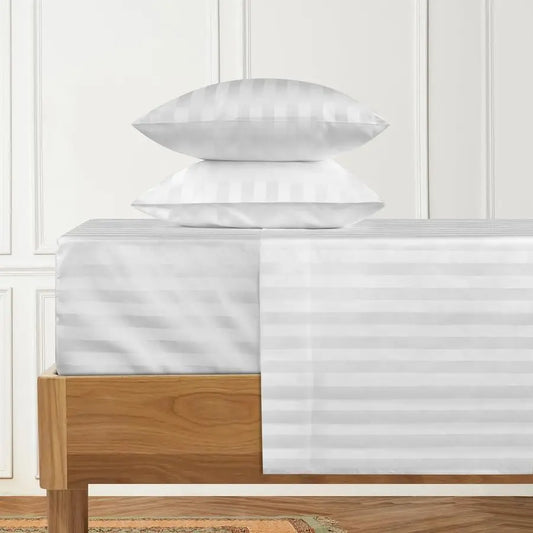 Damask Sheet Set With Striped Pattern 100 Cotton Luxury