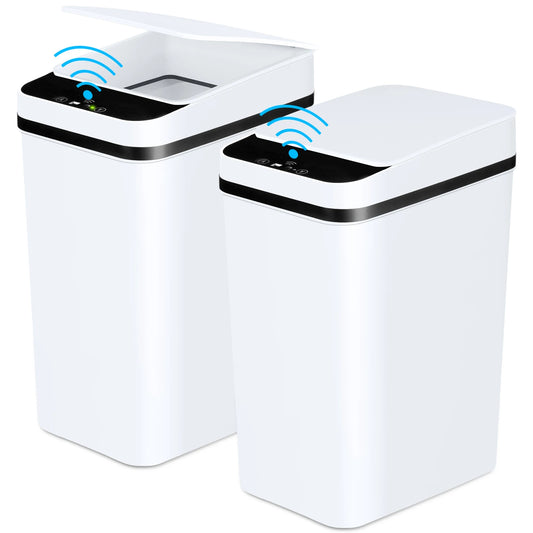 NONECN 2 Pack Touchless Motion Sensor Slim Bathroom Trash Cans