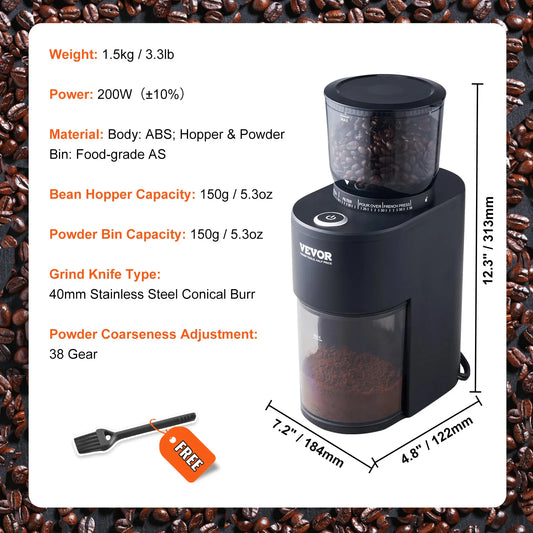VEVOR Conical Burr Coffee Grinder For Home Espresso