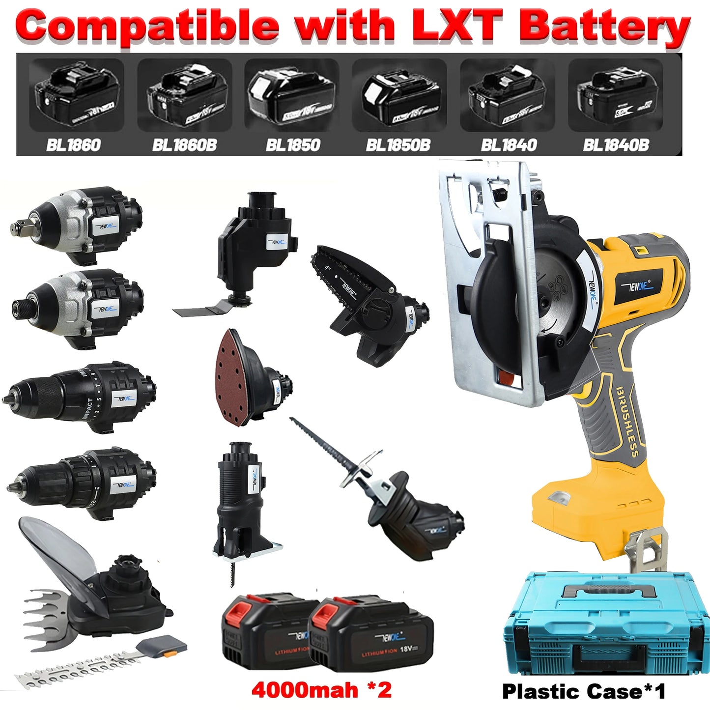 NewOne Brushless 18V Cordless 12 Tool Power Tool Combo Kit With Circular Saw
