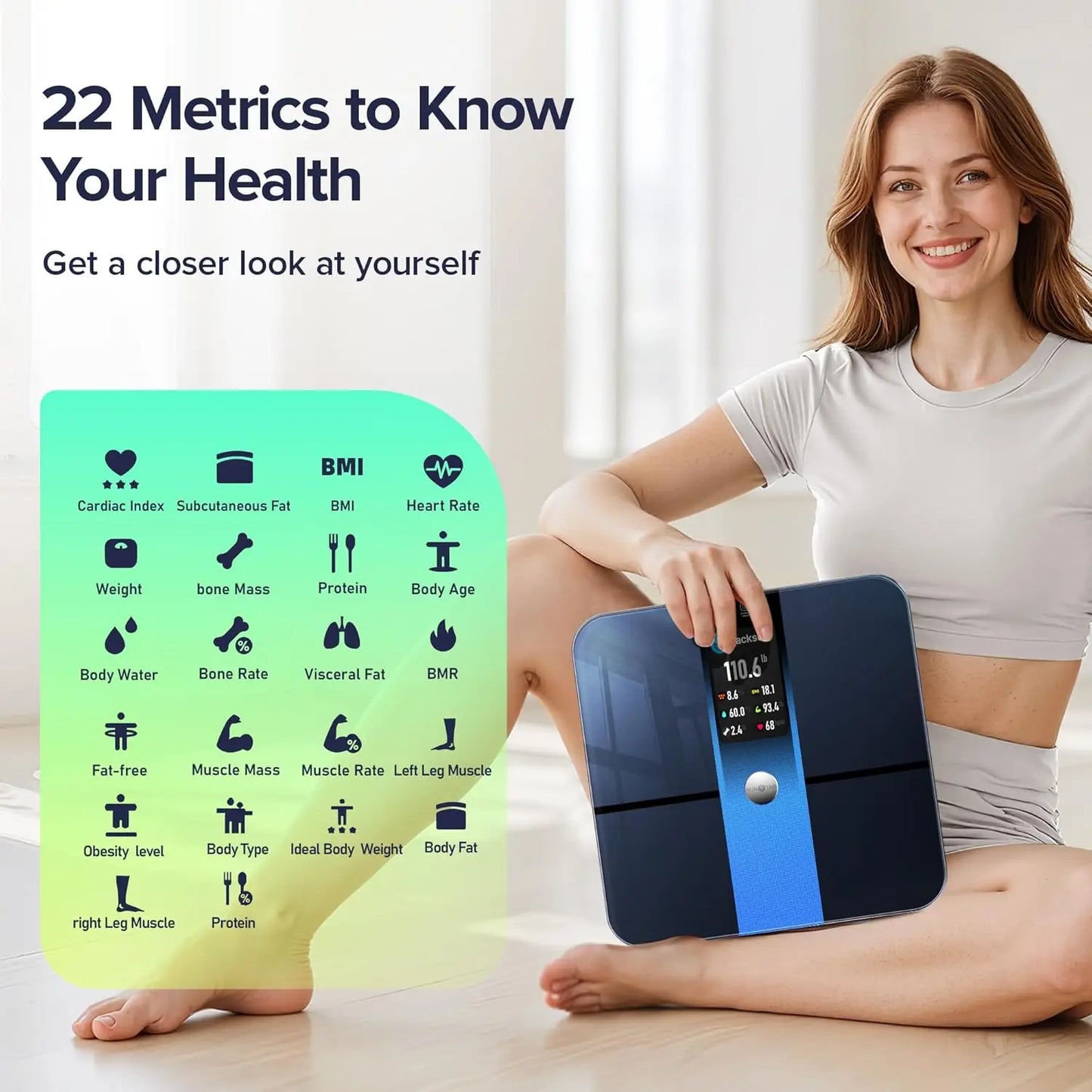 Smart Digital Bathroom Scale With 22 Metrics And App Sync