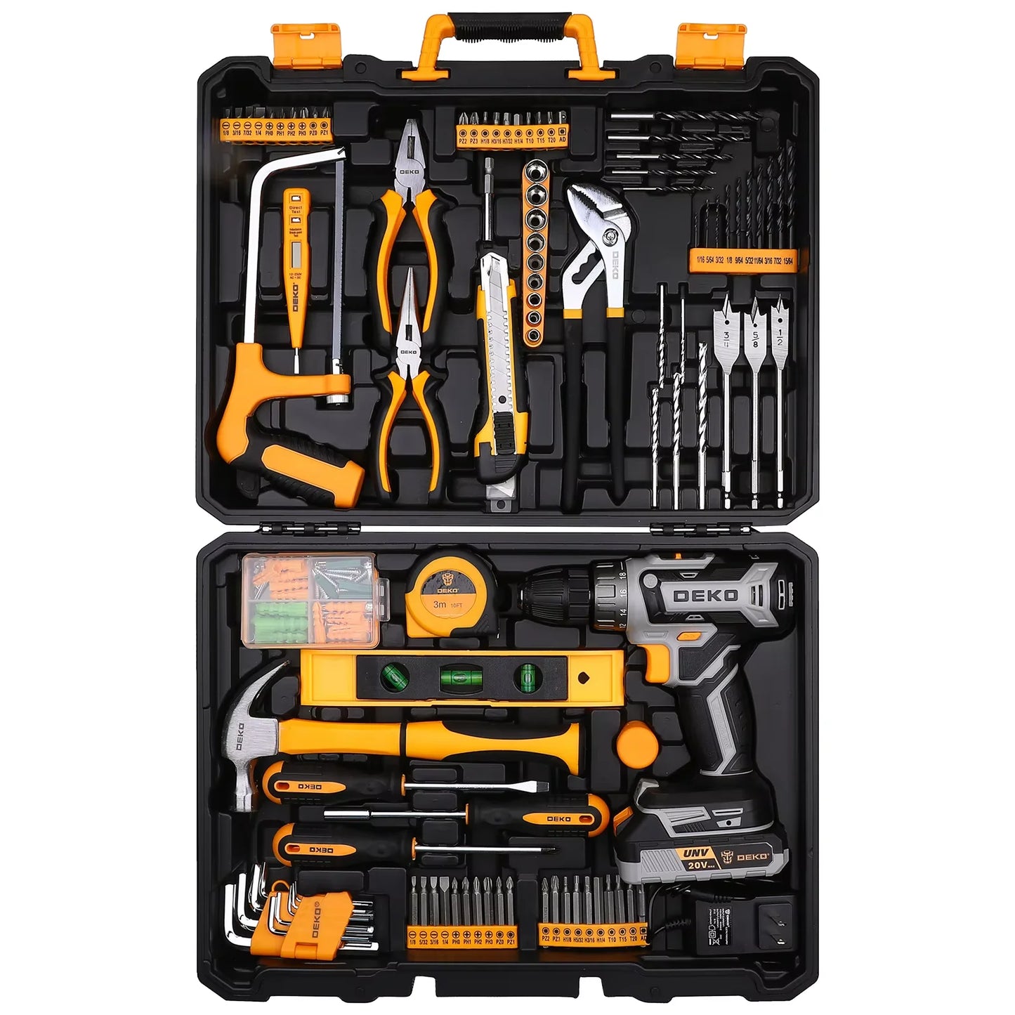 DEKO 20V Cordless Drill Kit With Battery and LED Light