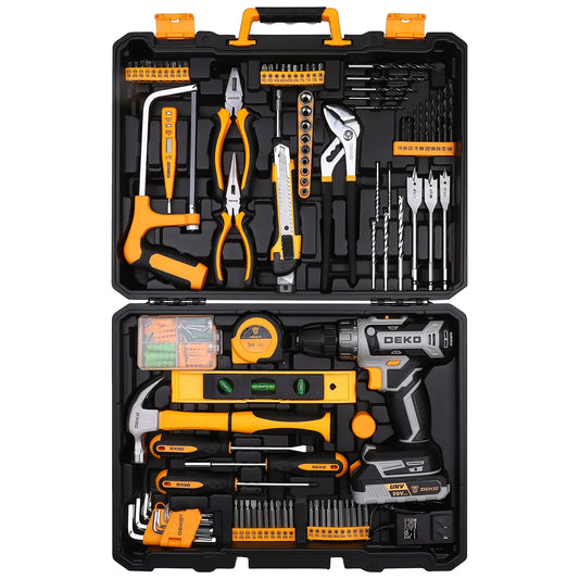DEKO 20V Cordless Drill Kit With Battery and LED Light