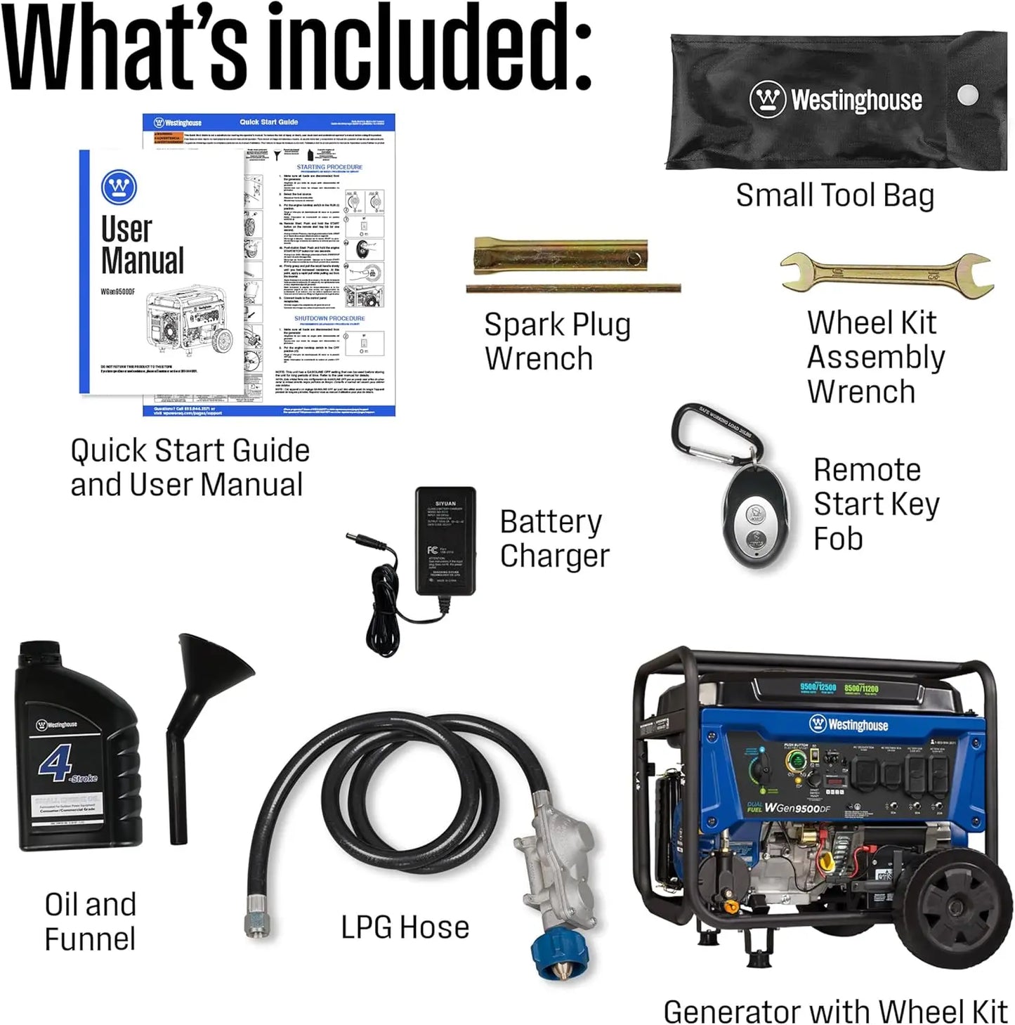 XMSJ 12500W Dual Fuel Portable Backup Generator With Remote Start