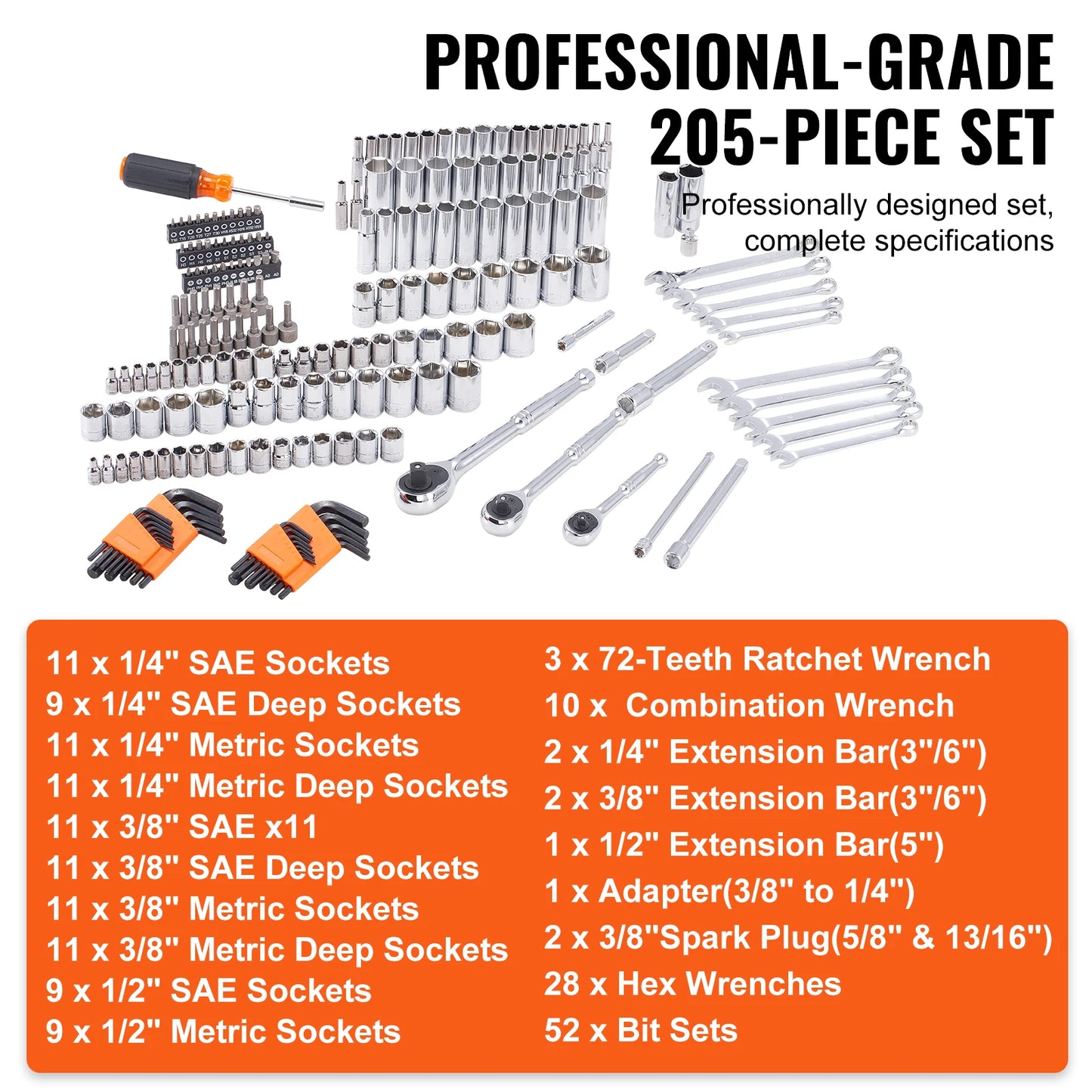 SucceBuy Mechanics Tool Set and Socket Set SAE Metric Bits