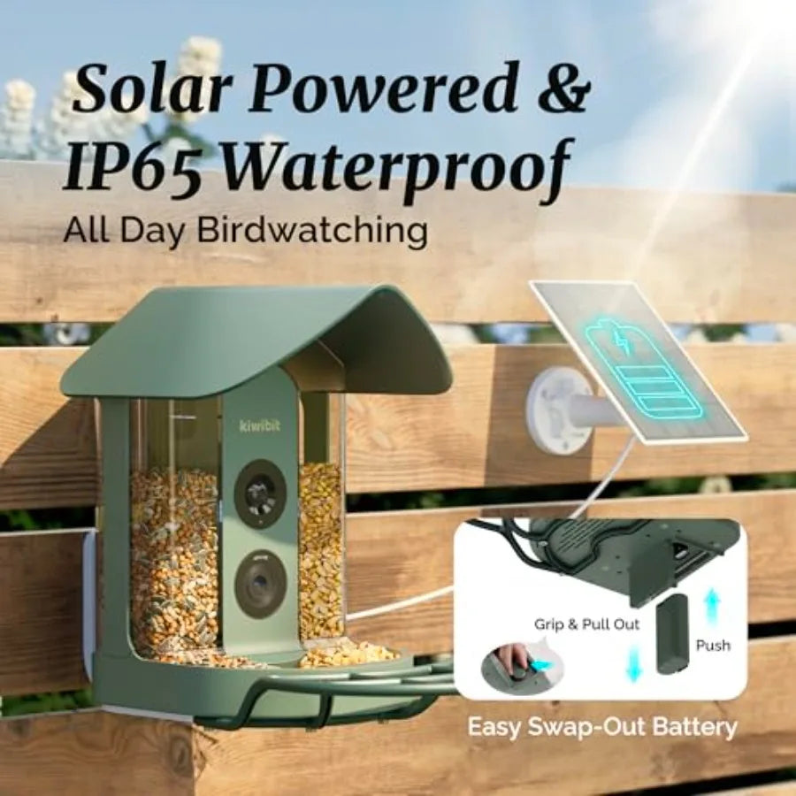 SHXI Smart Bird Feeder With 4K Camera Solar Powered Outdoor