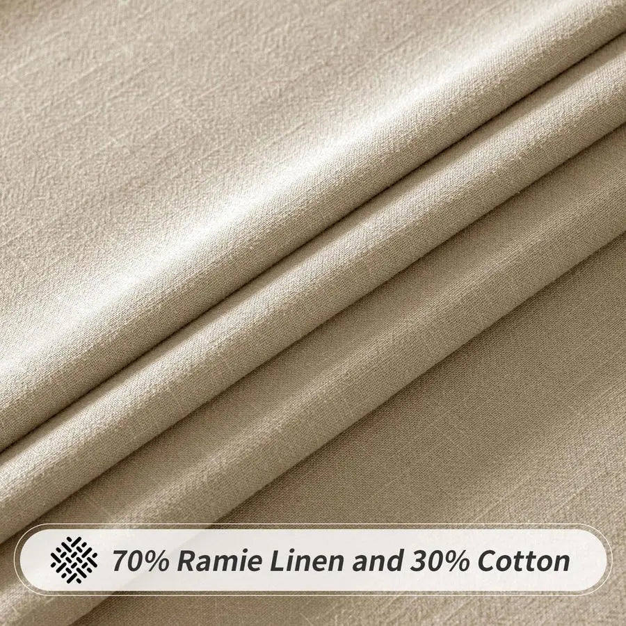 Natural Linen Cotton Blend Tablecloth Waterproof Stain-Resistant Farmhouse