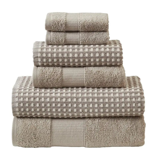 6 Piece Cobblestone Jacquard Towel Set 100 Percent Combed Cotton