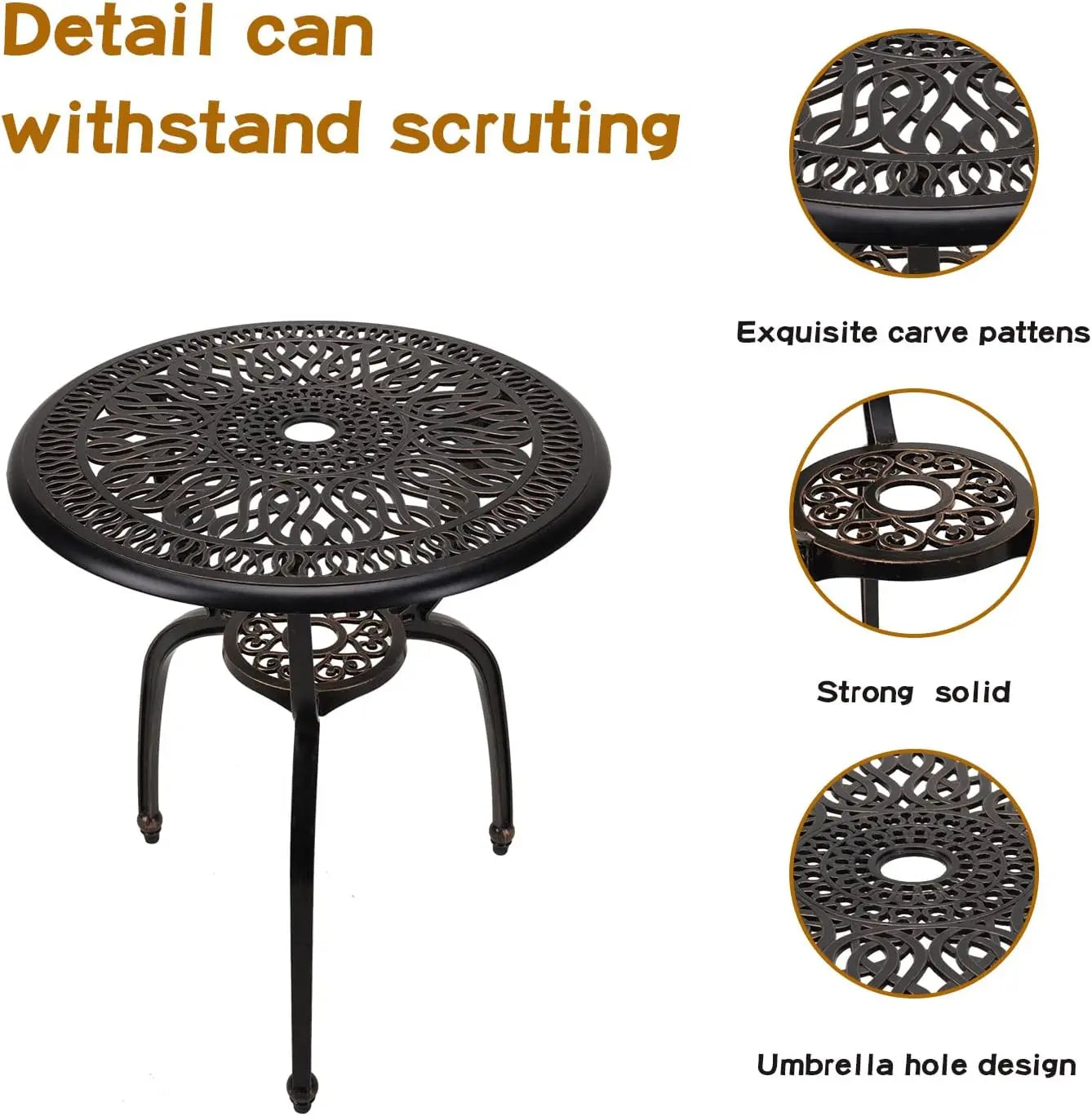 3 Piece Patio Bistro Set Cast Aluminum Table Outdoor Garden