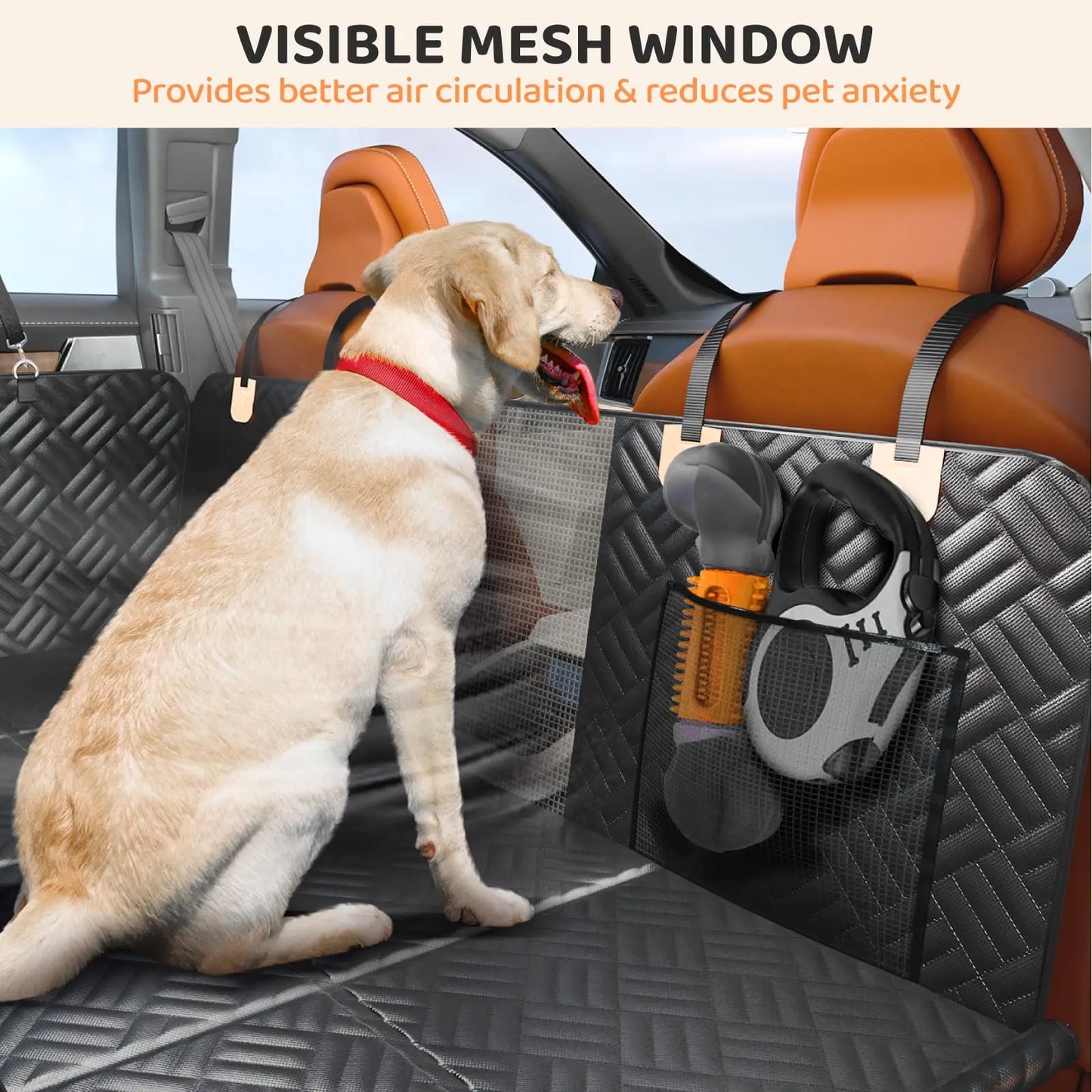 NONECN Car Rear Seat Dog Hammock Cover Hard Bottom Extender