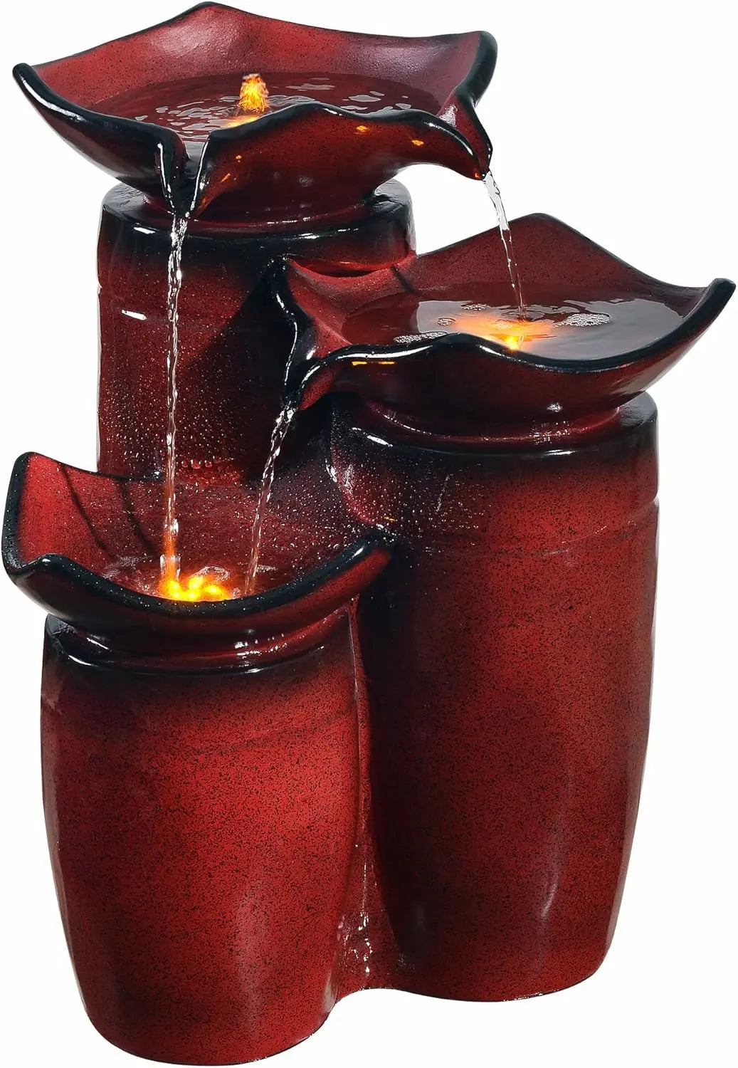Three-Tier Outdoor Water Fountain With LED Lights And Pump