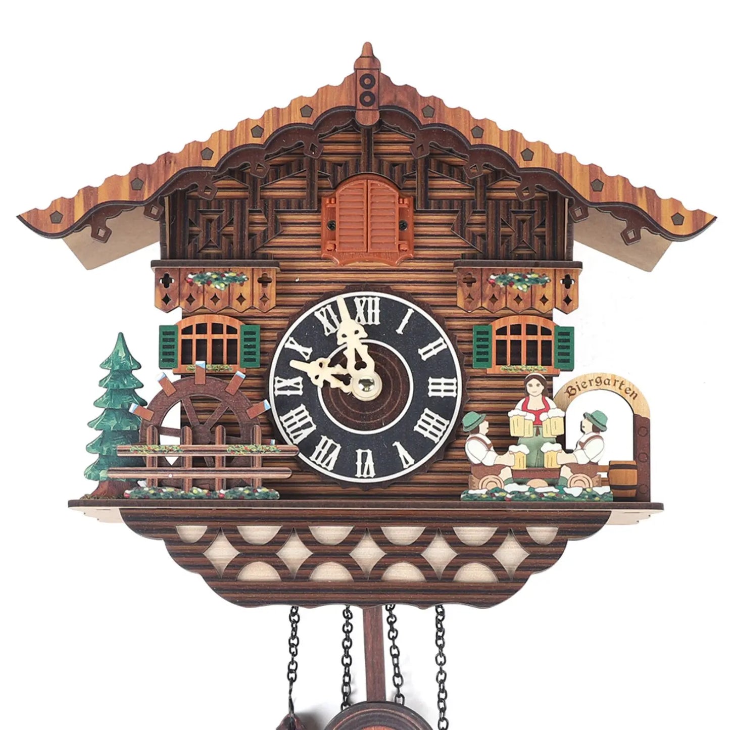 Creative Bird Cuckoo Wall Clock With Swinging Wings Wooden Quartz