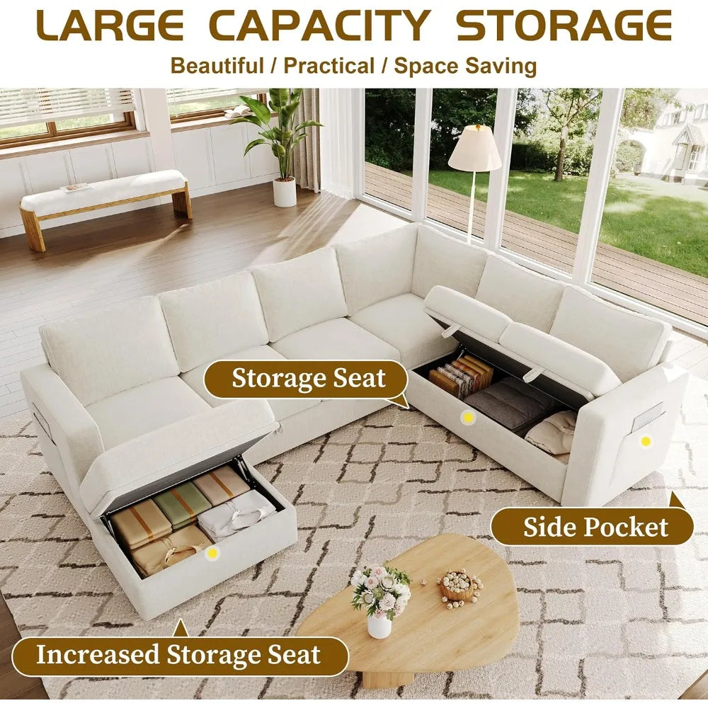 Modular U Shaped Sectional Sofa With Storage