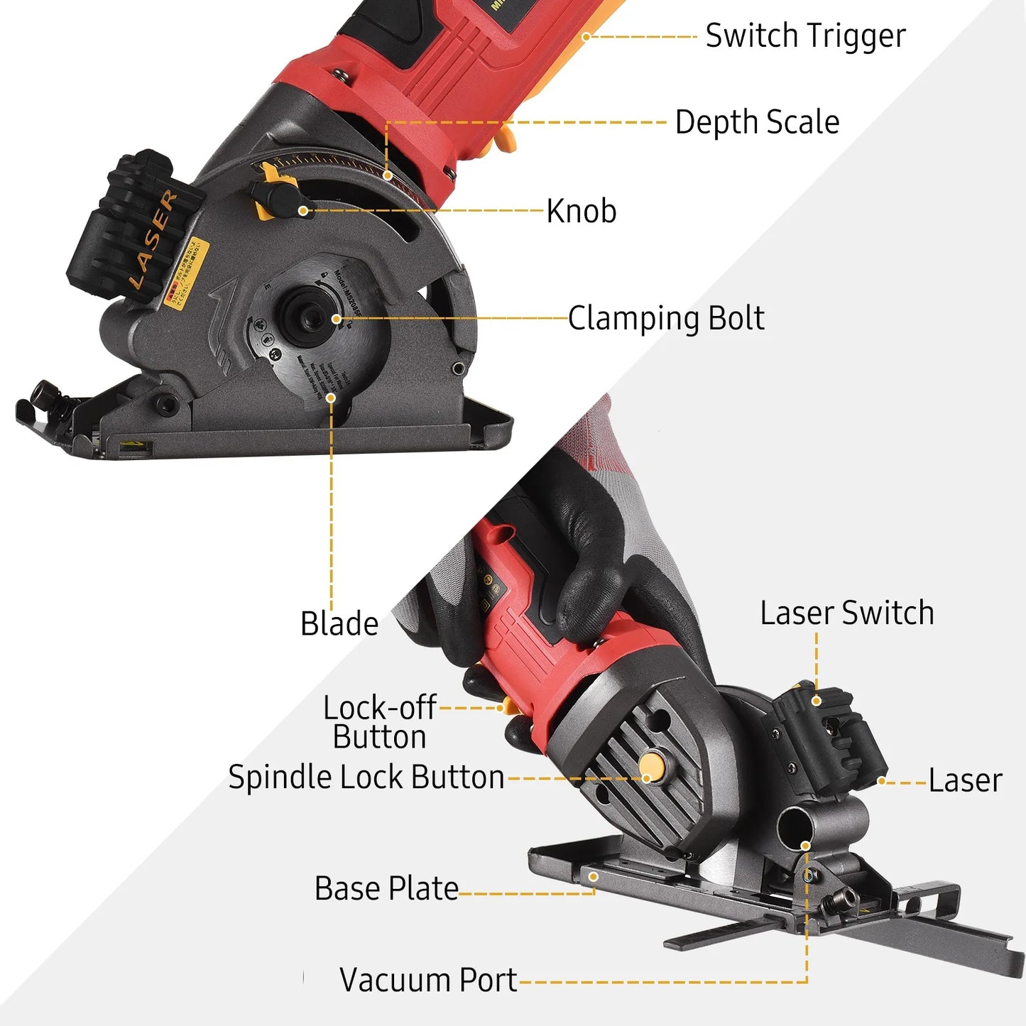 Compact Corded Circular Saw 580W 3700 RPM With Laser Guide