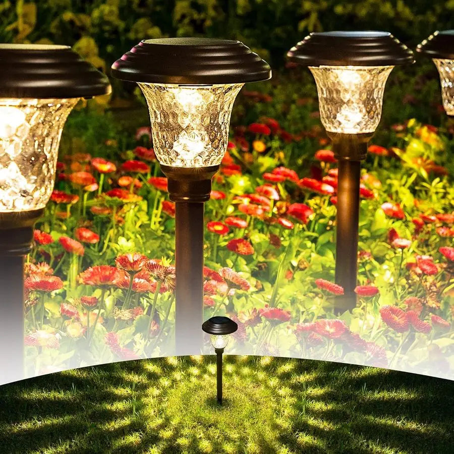 Solar Pathway Lights Pack Waterproof Outdoor Garden Lights Warm White