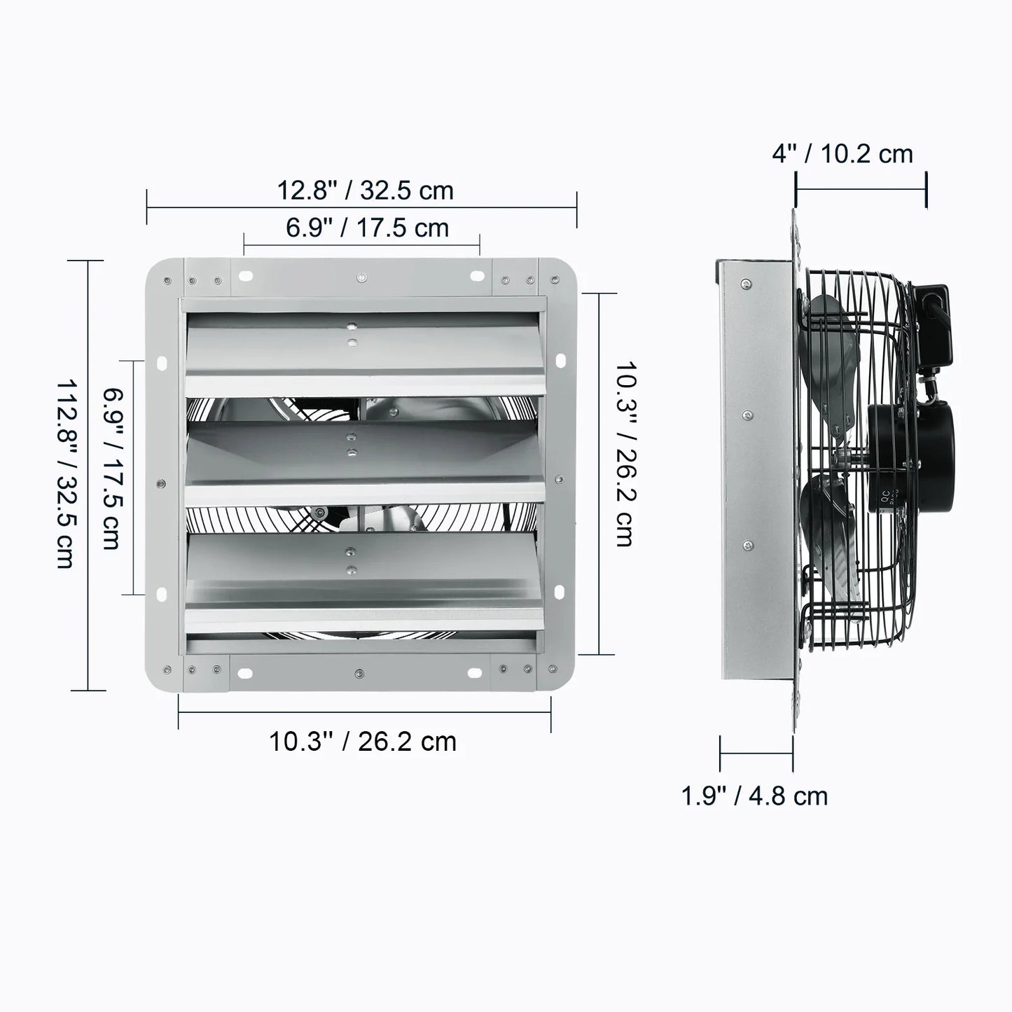 VEVOR Shutter Exhaust Fan Adjustable 10 Speed EC Motor