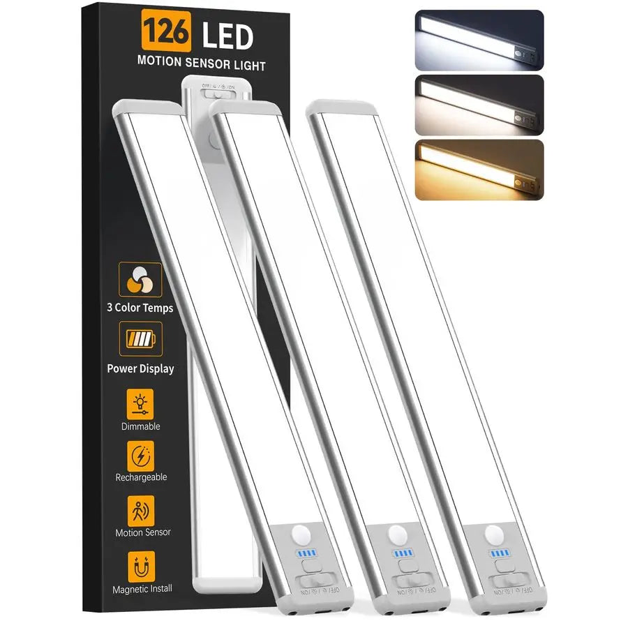 Wireless Cabinet Lighting Motion Sensor Rechargeable 3 Color Closet Light
