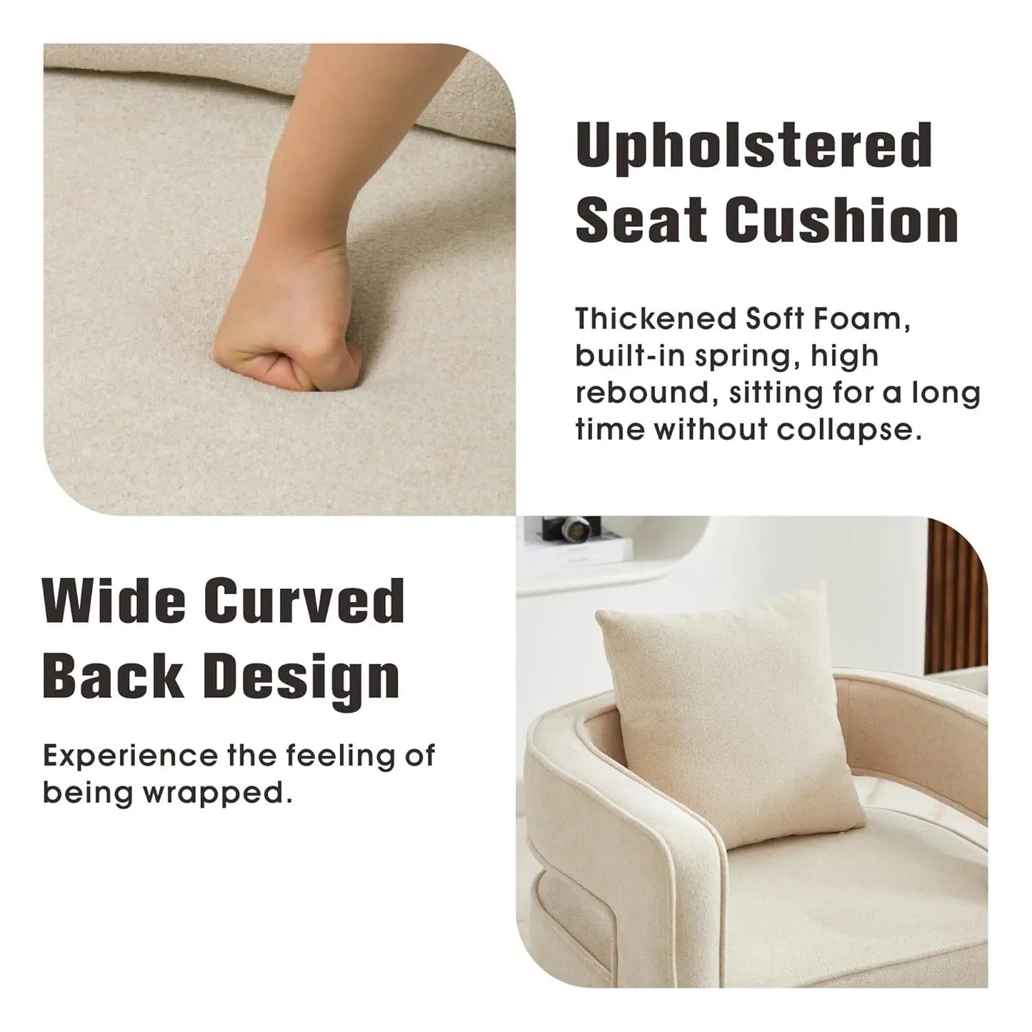 Upholstered Swivel Accent Chair Set Of 2 Open Back Barrel Chair