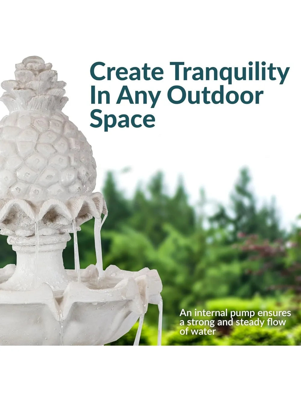 Welcome 3-Tier Water Fountain With Pineapple Topper For Garden