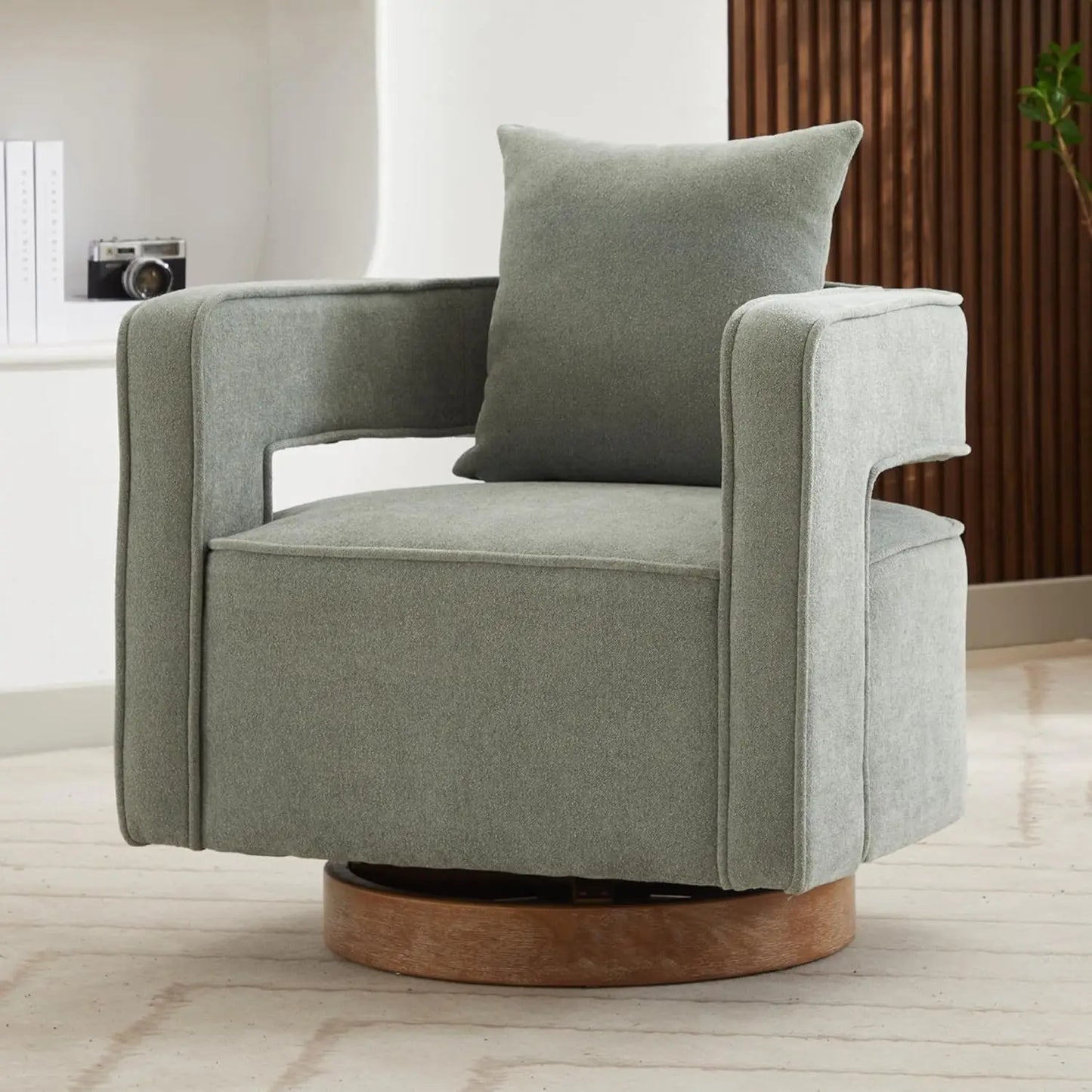 Upholstered Swivel Accent Chair Set Of 2 Open Back Barrel Chair