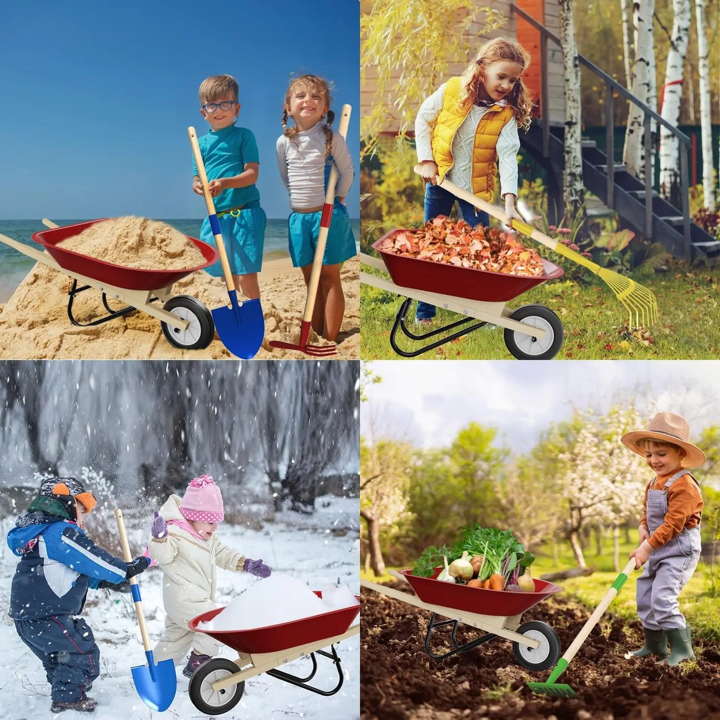 Kids Wheelbarrow Set With Gardening Tools For Outdoor Play