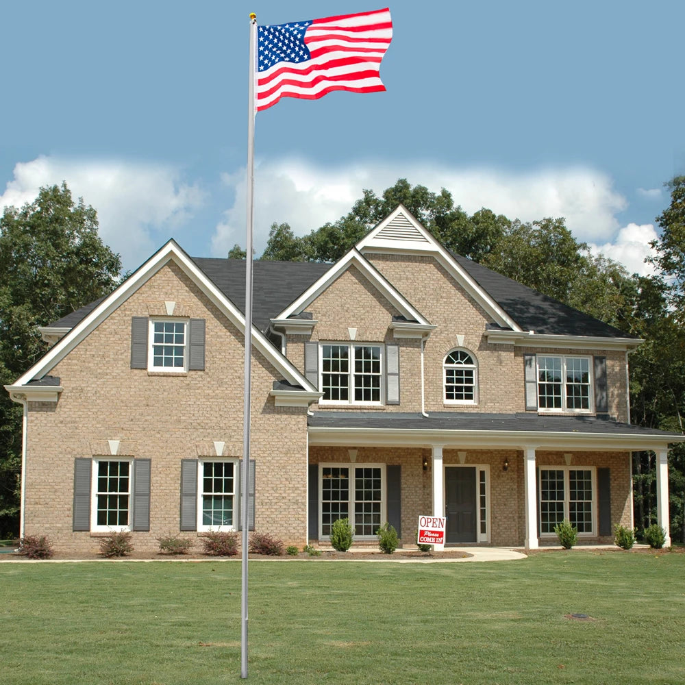 Aluminum Outdoor Flag Pole With Mounting Hardware And American Flag