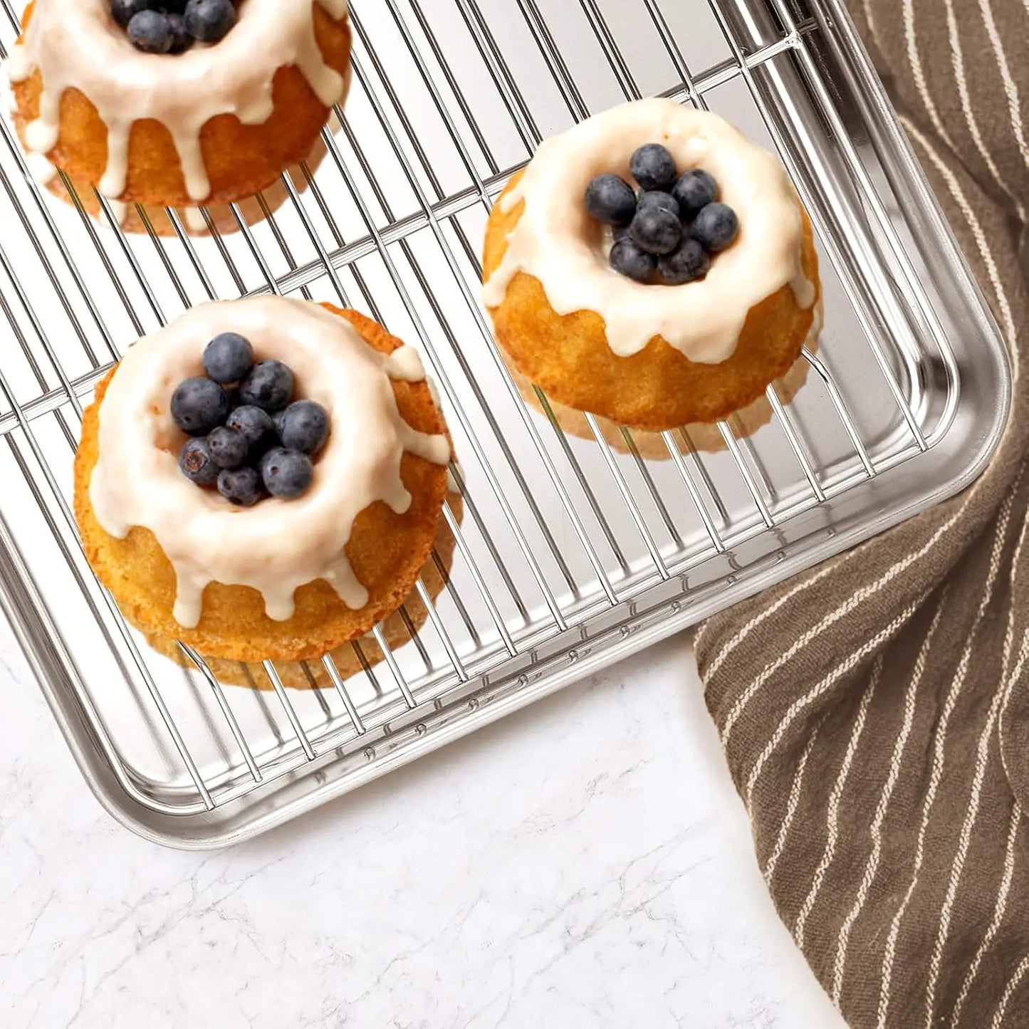 Stainless Steel Baking Pan Set with Lid and Cooling Rack