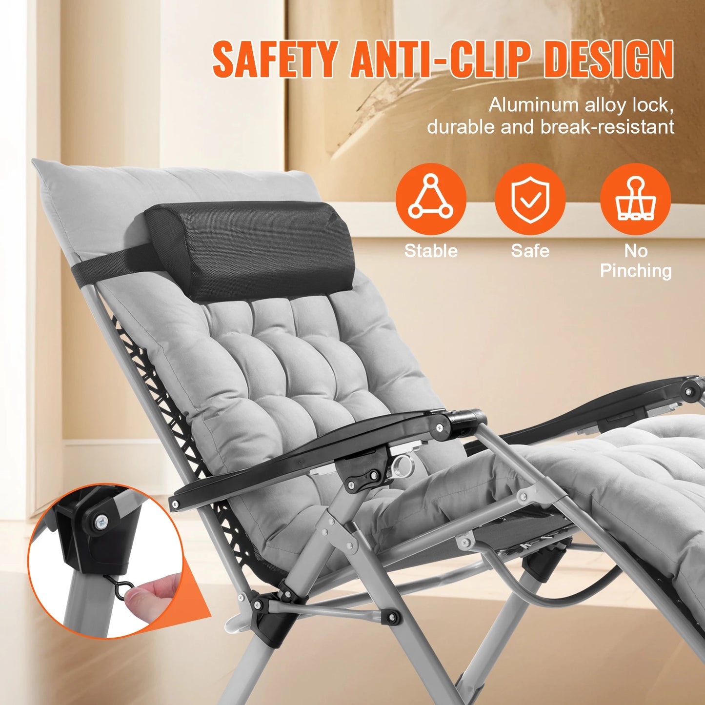 SucceBuy Zero Gravity Chair With Adjustable Recline Footrest Cupholder