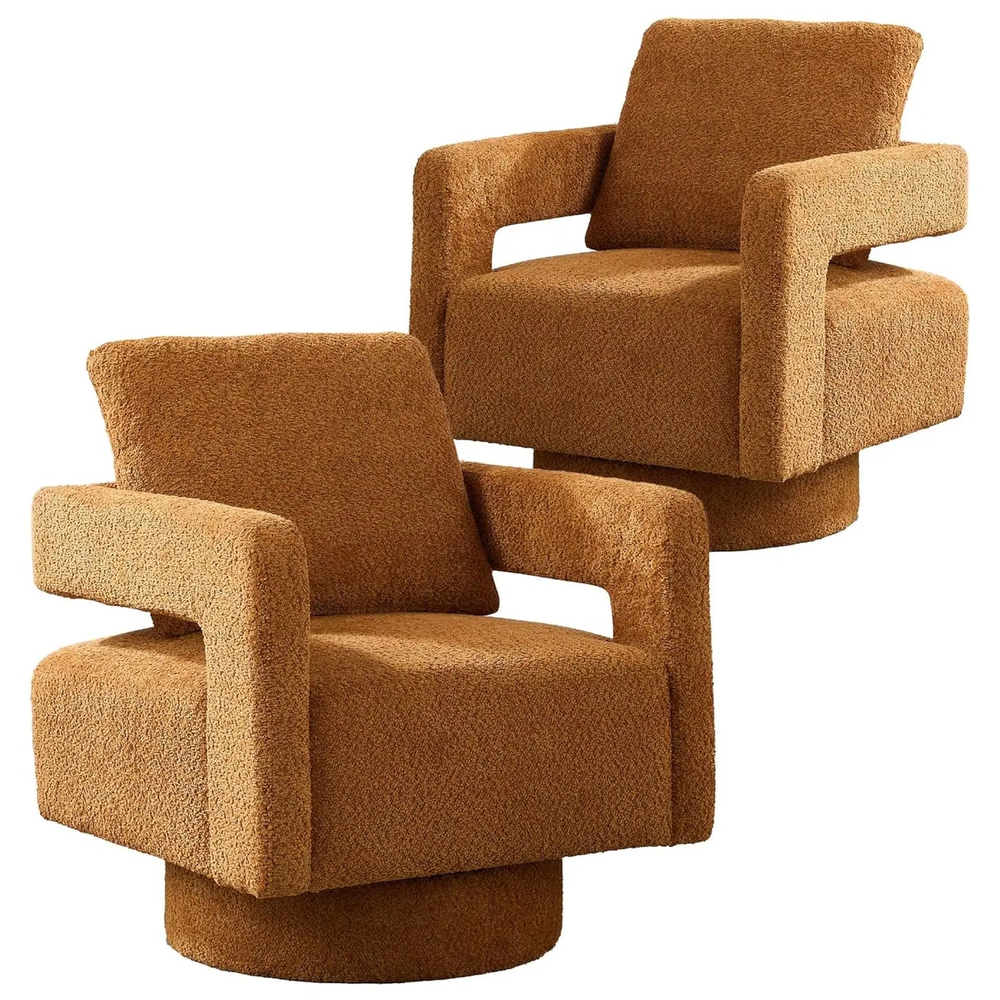 Upholstered Swivel Accent Chair Set Of 2 Open Back Barrel Chair