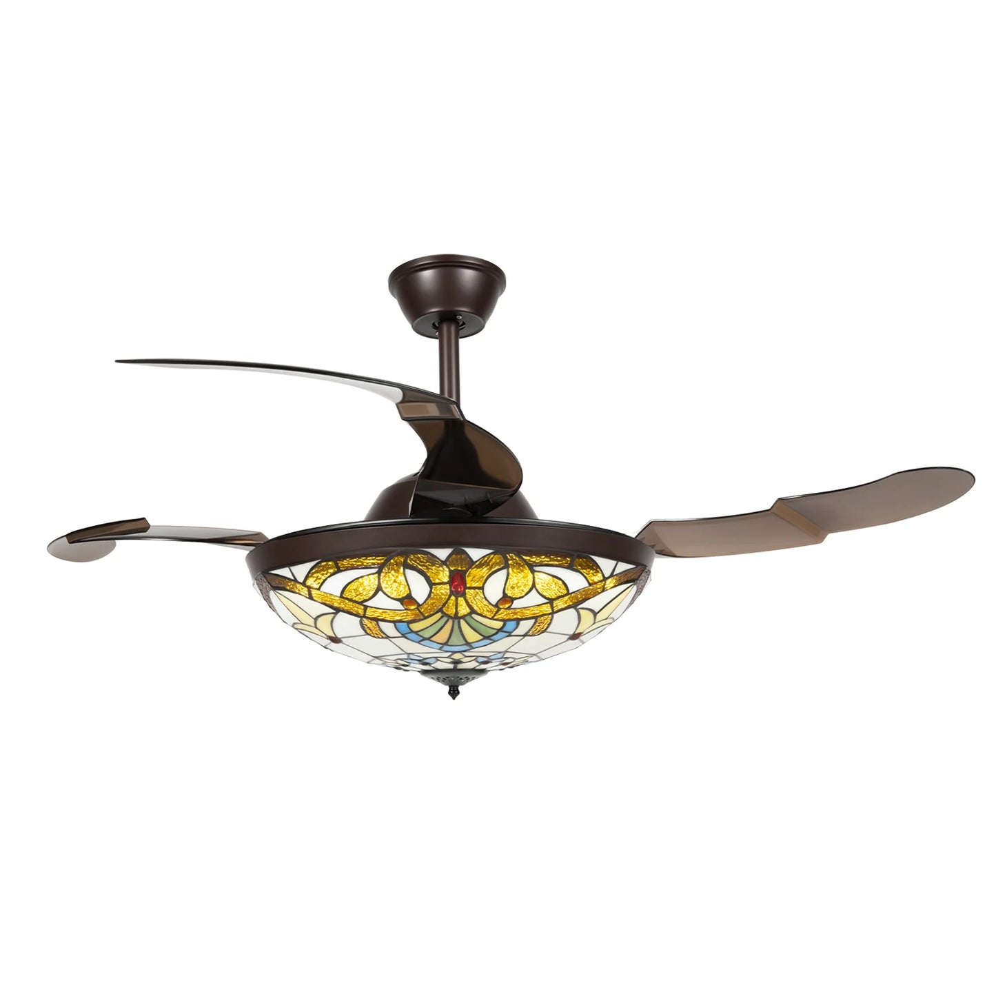 Bymaocar Tiffany Ceiling Fan With Lights Remote Control 3 Speed