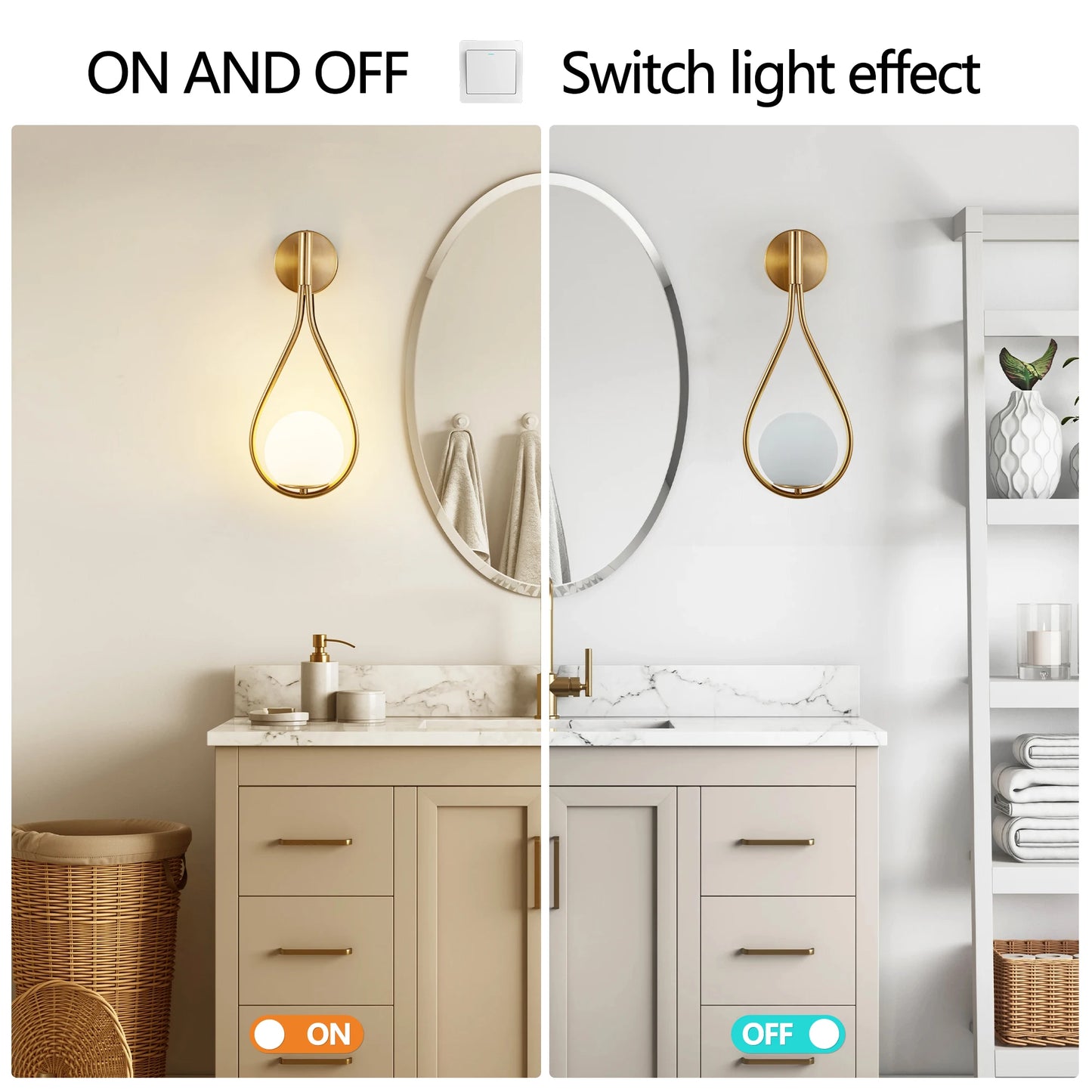 ARLGSITE Set of 2 Modern Wall Sconces Opal Glass Globe