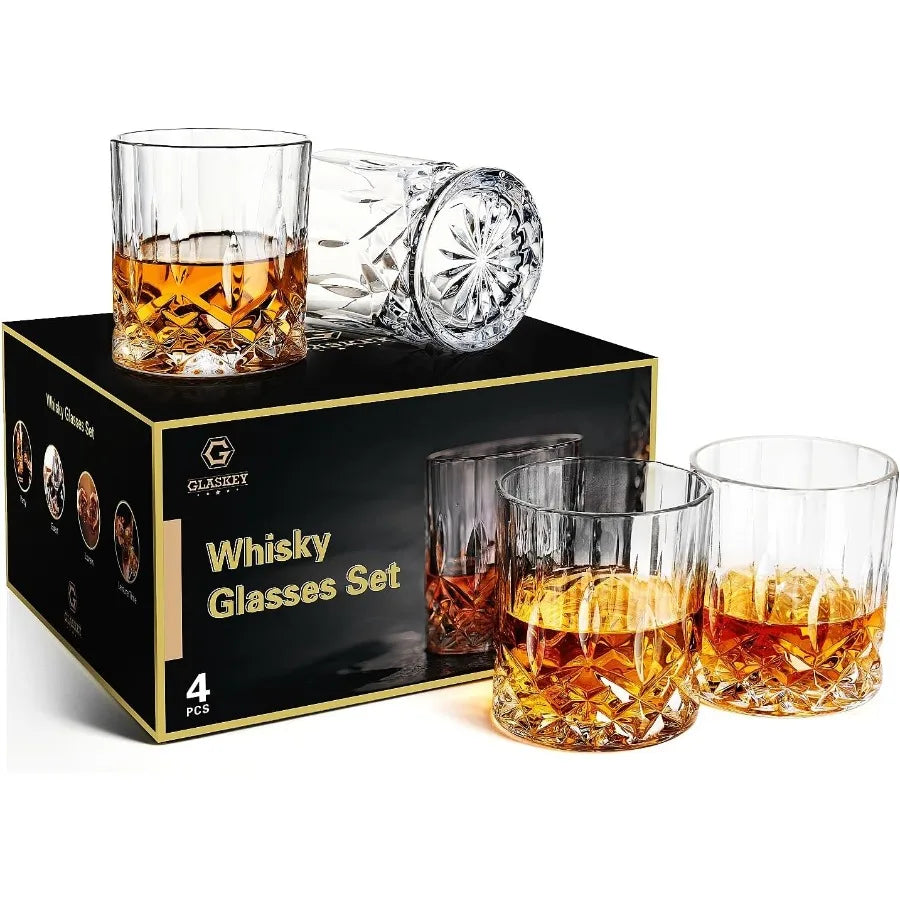 Whiskey Glasses Set of 4 Lead Free Crystal Rock Glasses