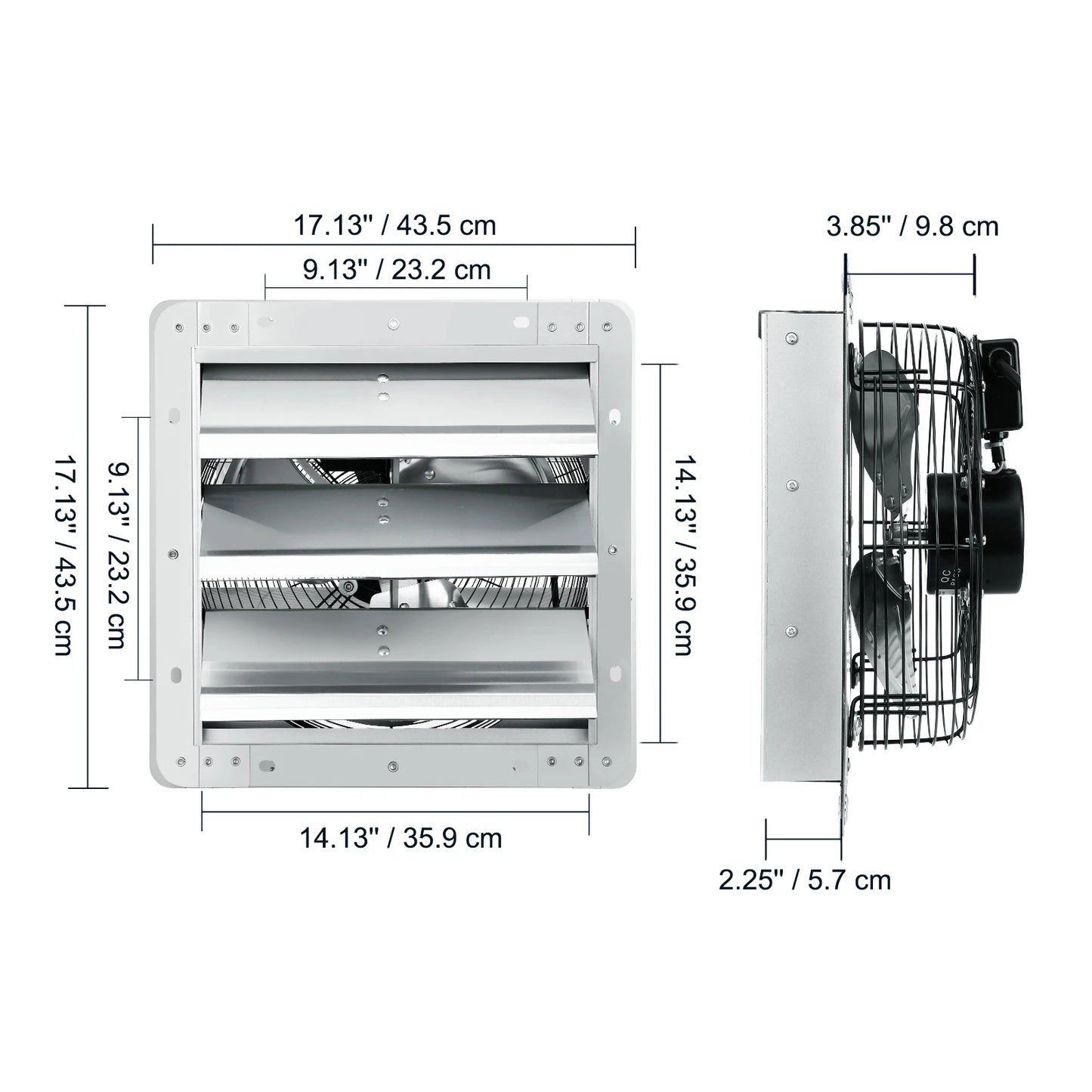 VEVOR Shutter Exhaust Fan Adjustable 10 Speed EC Motor