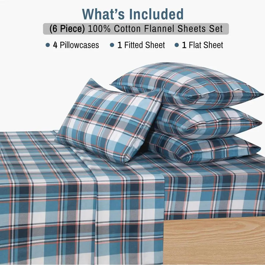 Flannel Sheet Set 100 Percent Cotton Double Brushed Deep Pockets