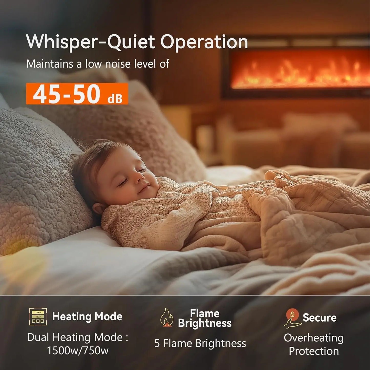 Recessed Wall Electric Fireplace With Adjustable Flame Remote Timer