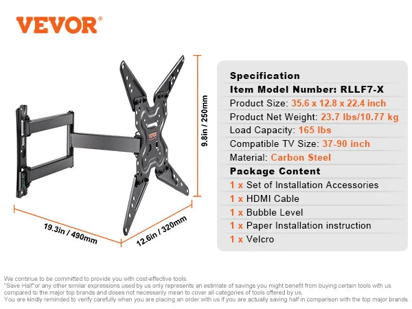 SucceBuy Full Motion TV Mount With Articulating Arms