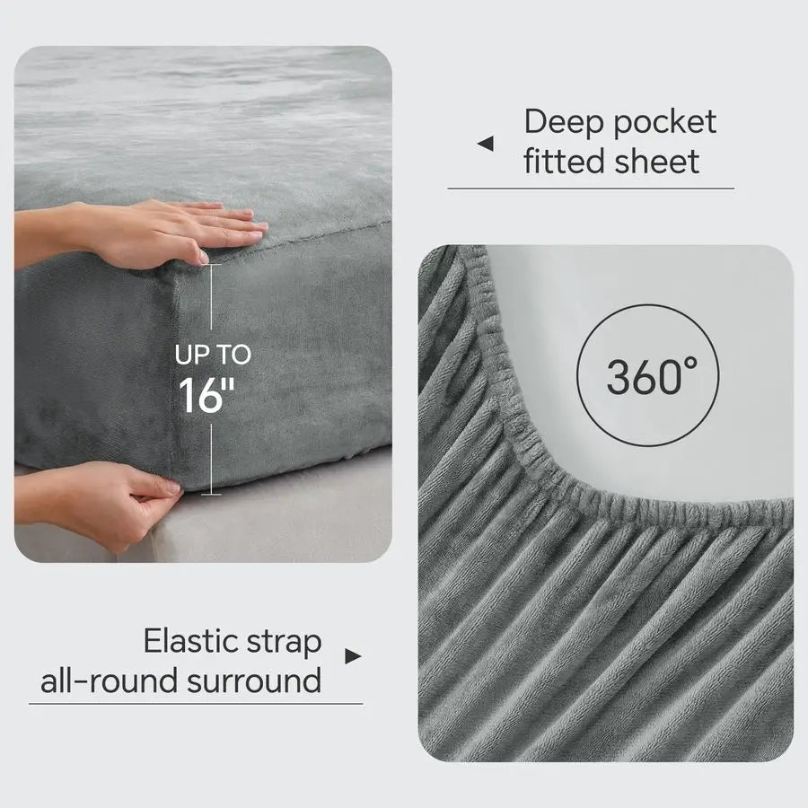 Fleece Sheet Set 4 Piece Super Soft Warm Plush Bedding