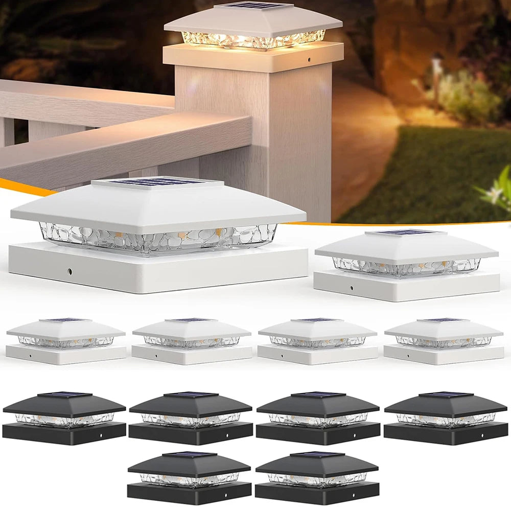 Six Pack Solar Post Cap Lights Warm White Outdoor Posts