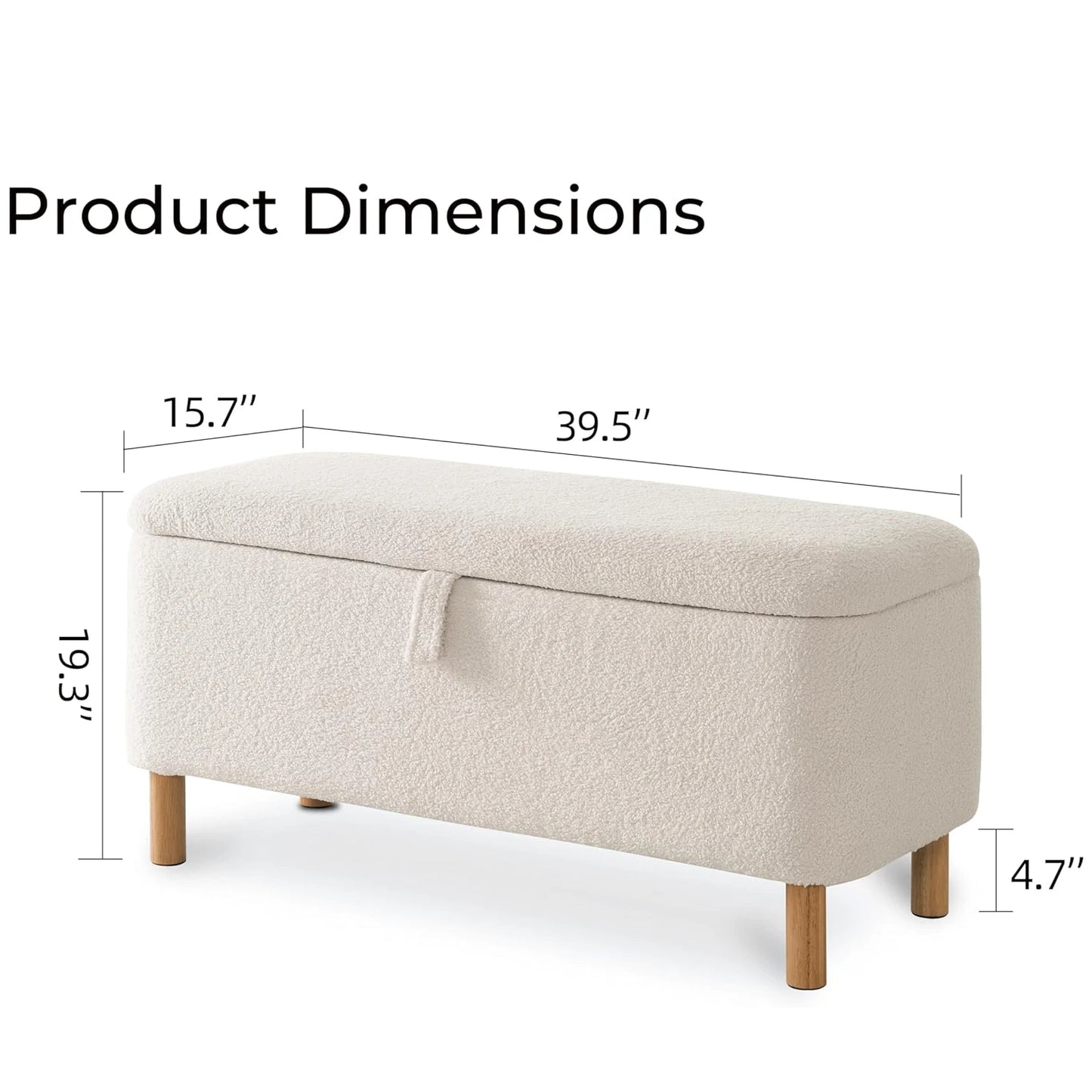 TODRAN Boucle Storage Ottoman Bench With Sherpa Upholstery