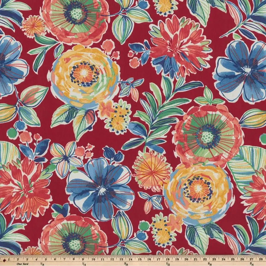 Bright Floral Indoor Outdoor Throw Pillow With Plush Fill Weather Resistant