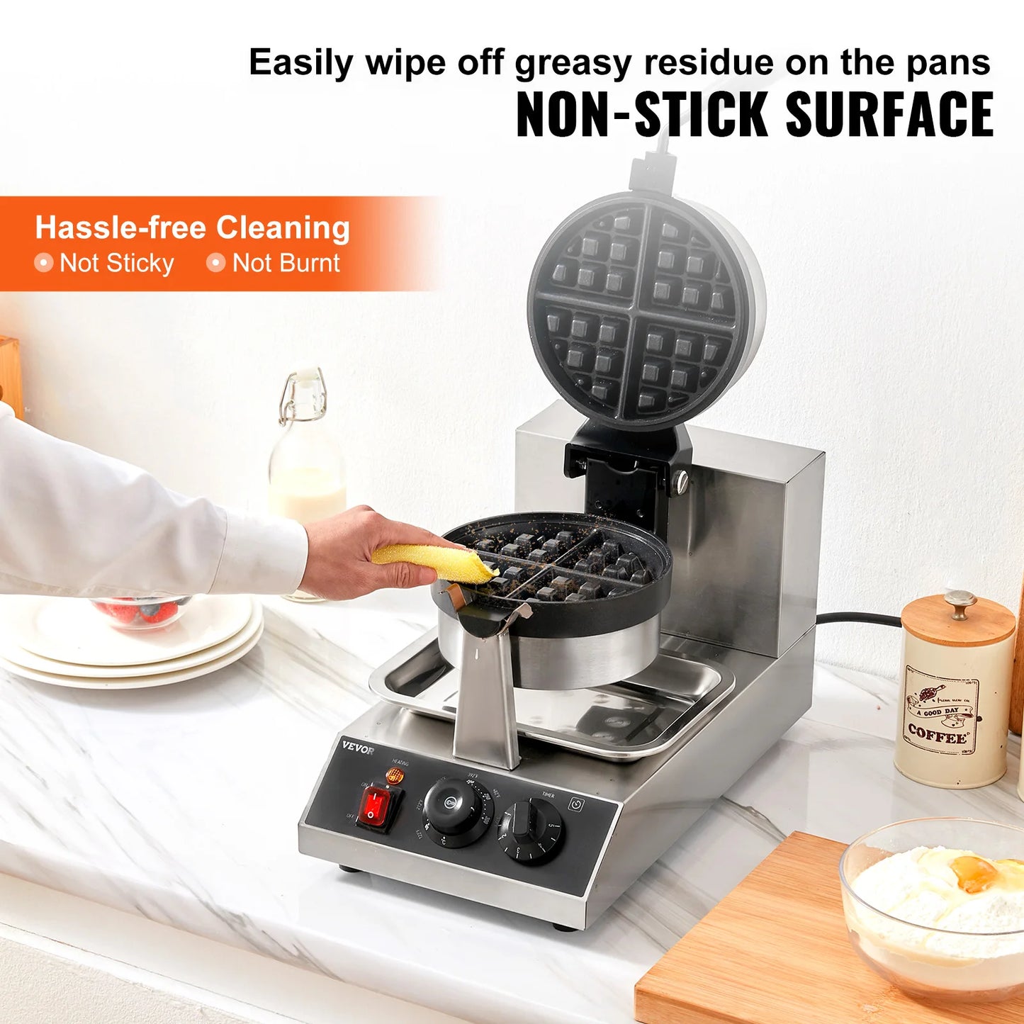SucceBuy Electric Waffle Maker Stainless Steel Nonstick