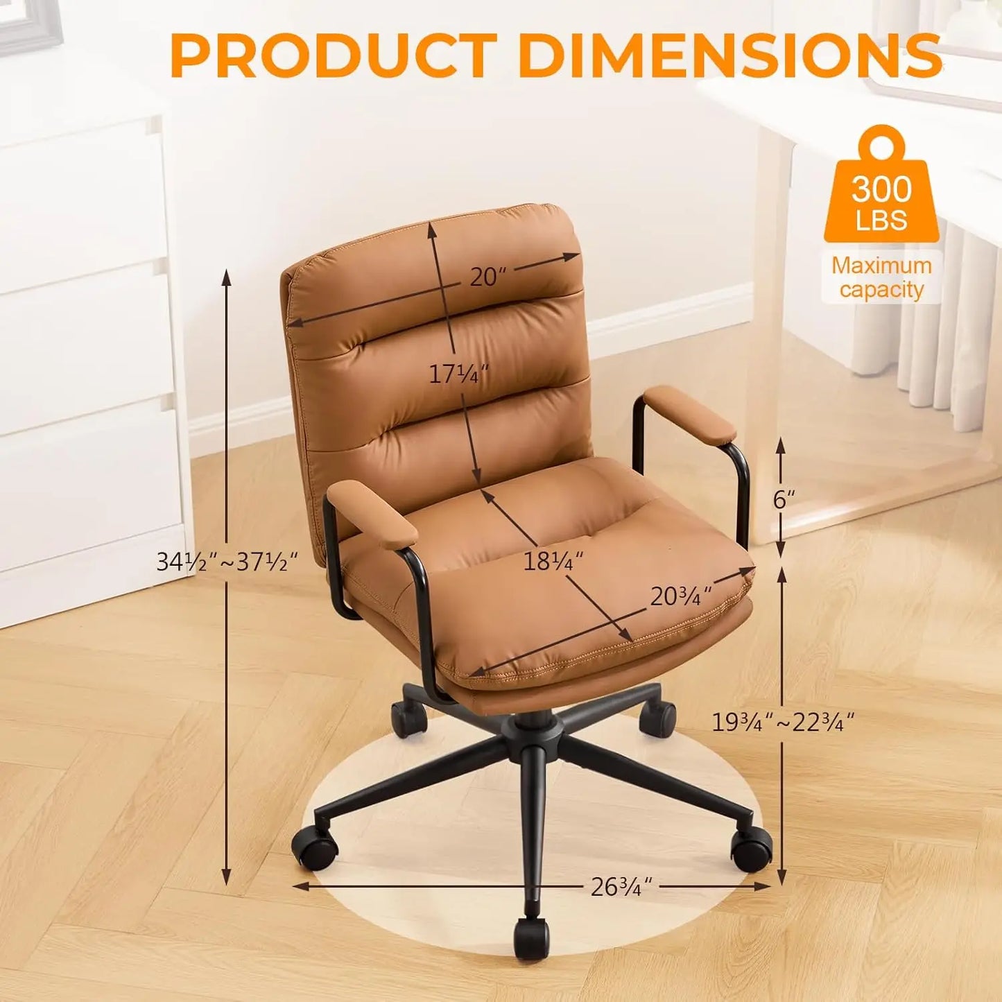 Leather Home Desk Chair Ergonomic Executive Office Chair With Wheels