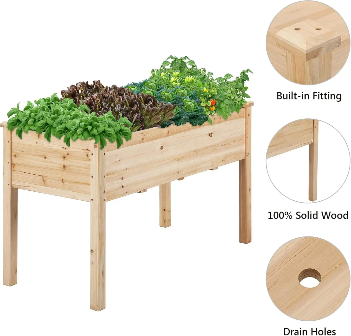 Elevated Wooden Planter Box With Legs For Outdoor Gardening