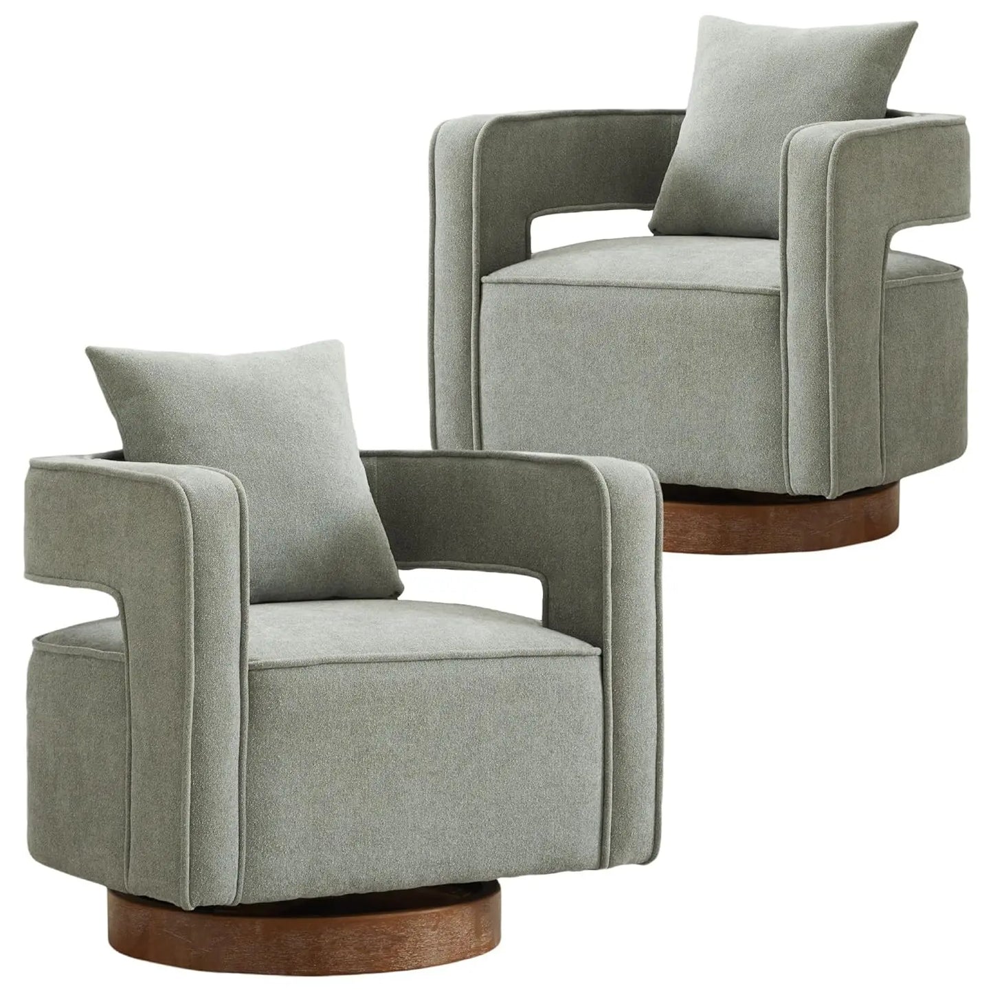 Upholstered Swivel Accent Chair Set Of 2 Open Back Barrel Chair